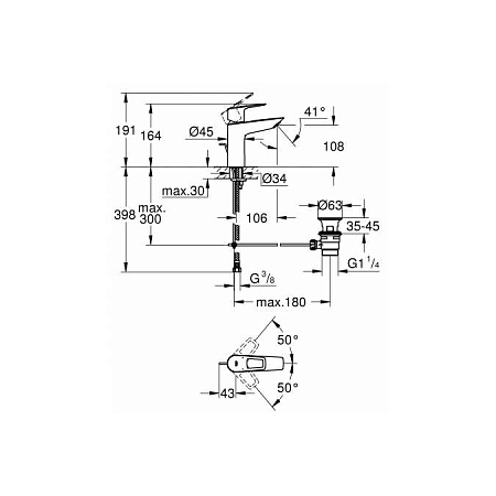 Смеситель Grohe BauLoop 23762001 для раковины