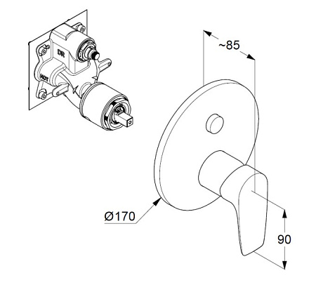 Смеситель Kludi Pure&Solid 346590575 для ванны и душа, хром