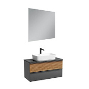 Мебель для ванной со столешницей Sancos Delta DL100GR+TT100A1X дуб красный/графит/Black Sky