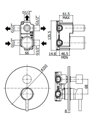 Смеситель Paffoni Stick SK018CR для ванны, хром