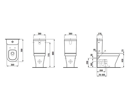 Унитаз-компакт Laufen LB3 8.2468.4.000.000.1 боковой/задний подвод воды