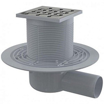 Душевой трап AlcaPlast APV102 выпуск боковой, гидрозатвор мокрый, решетка из нержавеющей стали