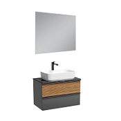 Мебель для ванной со столешницей Sancos Delta DL80GR+TT80A1X дуб красный/графит/Black Sky