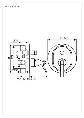 Смеситель Emmevi Abel 39019BR для душа, бронза