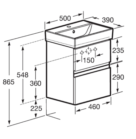 Тумба с раковиной Roca Oleta A857638515 50 капучино