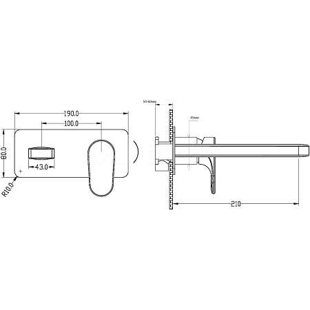Смеситель Boheme Spectre 455-MG для раковины, встроенный, золото матовое