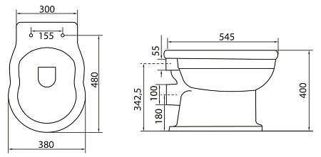 Чаша для унитаза приставного BelBagno Boheme BB115CB горизонтальный выпуск