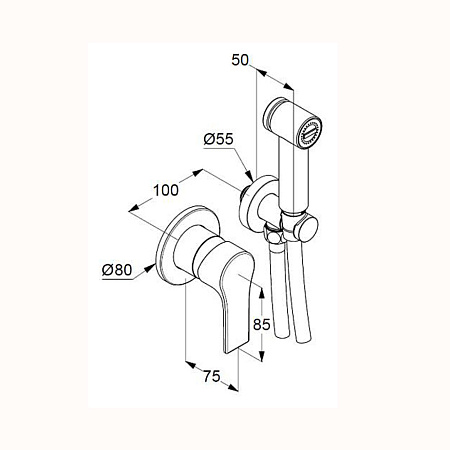 Гигиенический душ со смесителем Kludi Zenta SL 489983965 черный матовый