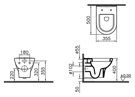 Чаша для унитаза подвесного VitrA Zentrum 5785B003-0075