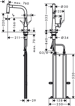 Смеситель Hansgrohe Metris Select 73800000 для кухонной мойки, хром