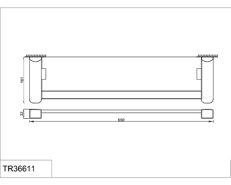 Полка стеклянная с бортиком RUSH Thira TR36611 хром