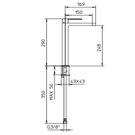 Смеситель Palazzani Qadra 58301810 для раковины, хром