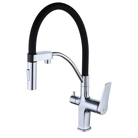 Смеситель Lemark Comfort LM3074C для кухонной мойки, хром, черный