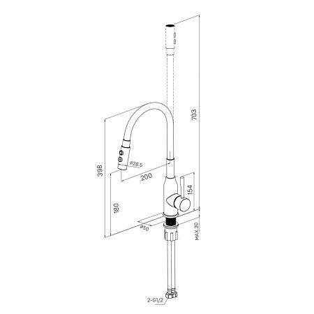 Смеситель для кухни Milardo Meal M01SB2FM05 хром