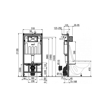 Система инсталляции для унитазов AlcaPlast Sadromodul AM101/1120-0001