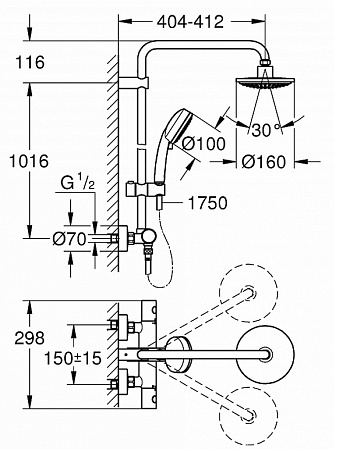 Душевая стойка Grohe Tempesta Cosmopolitan 160 27922000