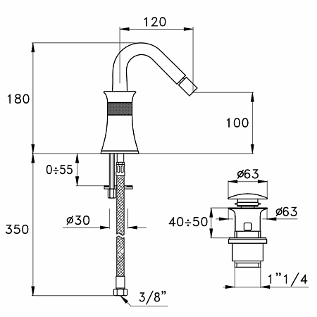 Смеситель Stella 130 CT 00302 CR00  для биде, хром