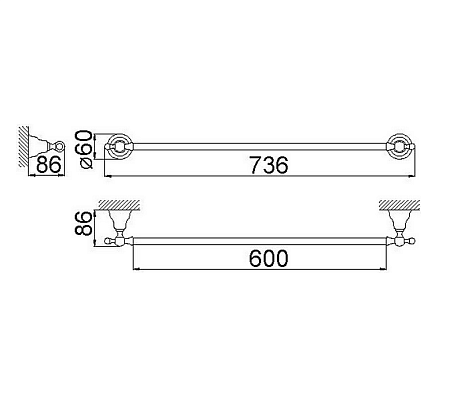 Полотенцедержатель Huber Croisette 4014.01H.CR 60 хром