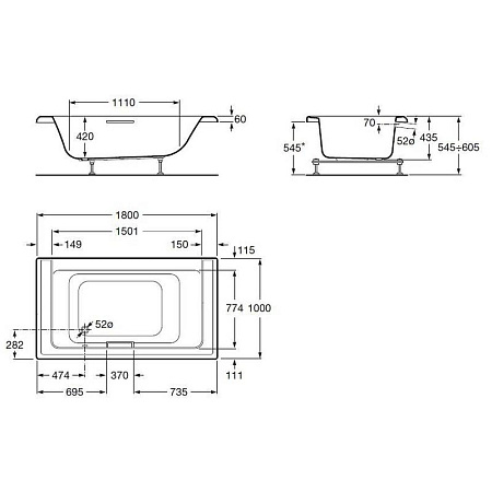 Ванна акриловая Roca America 247552001 180х100 см