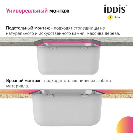 Мойка кухонная IDDIS Mate MAT49S0i77 49х44 хром