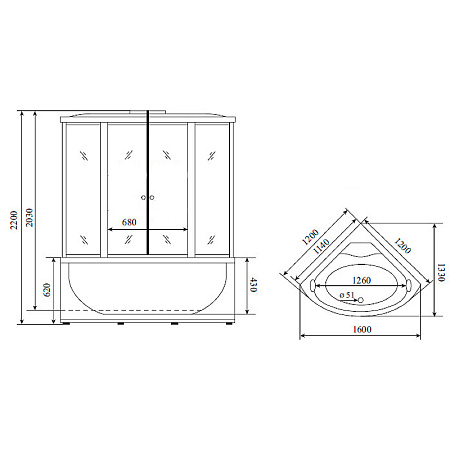 Душевой бокс Timo Standart T-6635SF 135x135x230 матовое стекло/хром