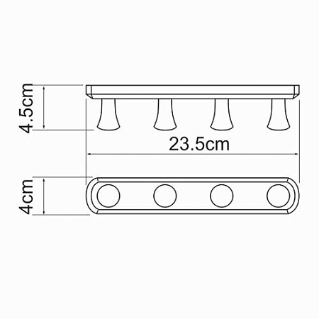 Вешалка WasserKRAFT K-1074 4 крючка, хром