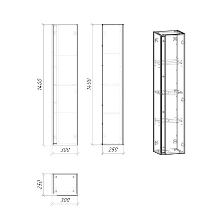 Шкаф-пенал Grossman Юнит 208012 30 кадена вуд