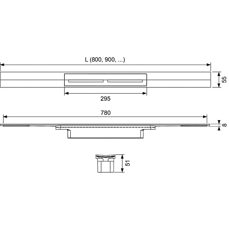 Душевой лоток Tece TECEdrainprofil 671010 100 хром глянцевый
