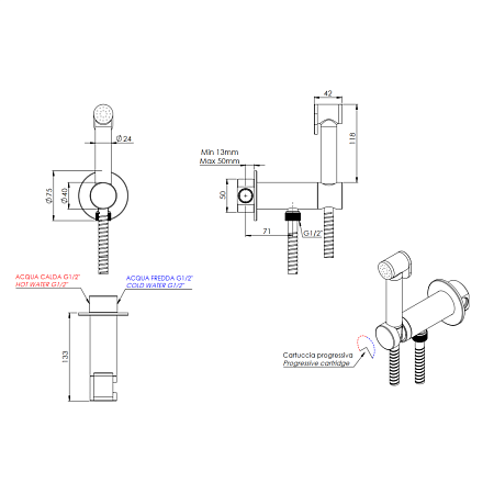 Гигиенический душ со смесителем Remer Shut-Off X61PW хром