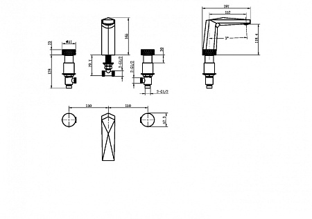 Смеситель Boheme Venturo 150-WG-ICE для раковины, ручка Ice, белый/золото