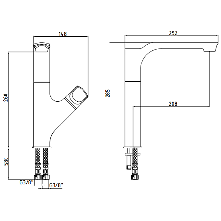 Смеситель E.C.A. Myra 102118063HEX для кухонной мойки  хром