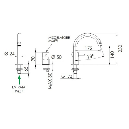 Смеситель Remer X Style X57 для раковины, хром