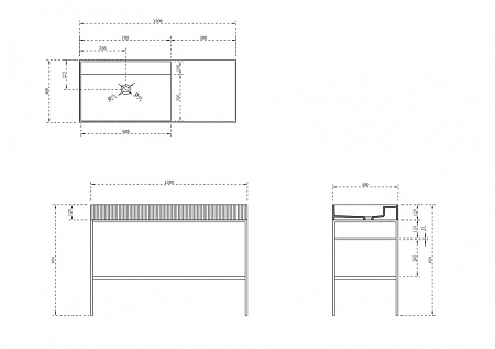 Консоль с раковиной ABBER Stein AS2647 напольная, черный