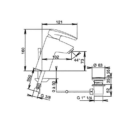 Смеситель Jacob Delafon Panache E72240-CP для раковины
