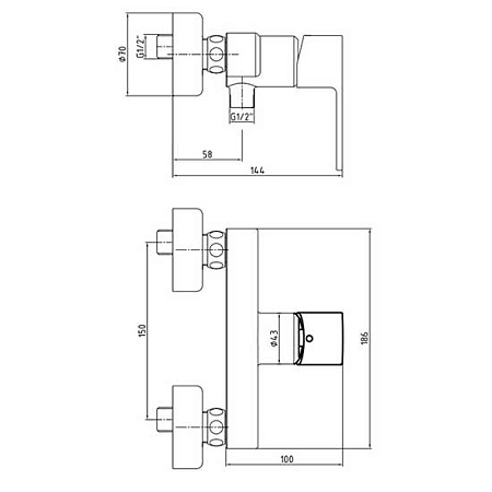Смеситель E.C.A. Nita 102154026EX для душа