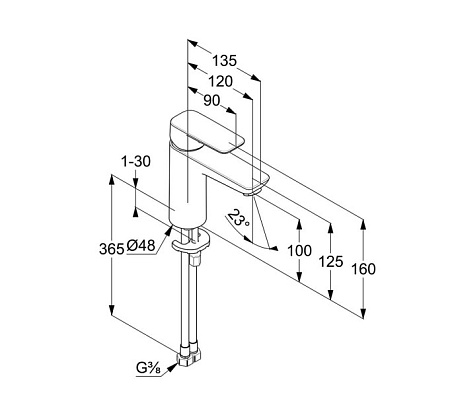 Смеситель Kludi Pure&Style 402923975 для раковины, черный матовый