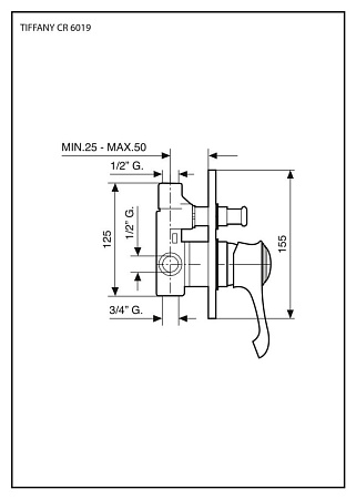 Смеситель Emmevi Tiffany 6019OR для душа, золото