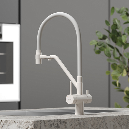 Смеситель для кухонной мойки Sancos Dora SC4003MW белый матовый