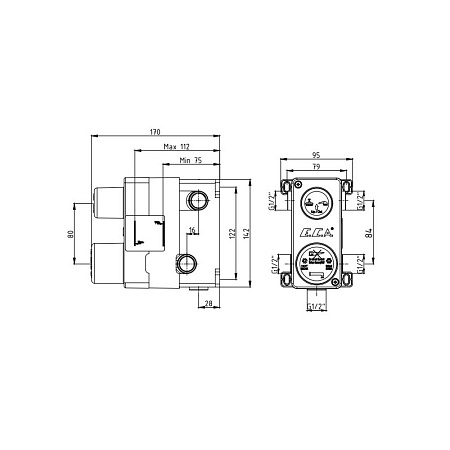Скрытая монтажная часть E.C.A. 102166301EX на 3 режима