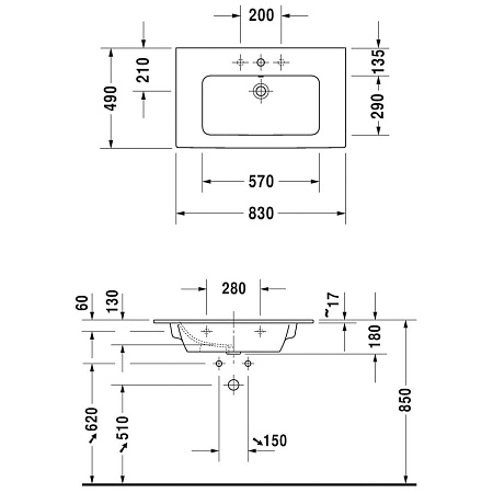 Раковина Duravit ME by Starck 2336830000 83х49 см