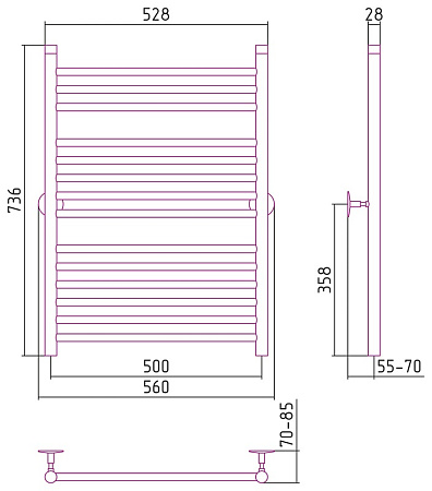 Полотенцесушитель водяной Стилье Универсал-53 80х50 хром