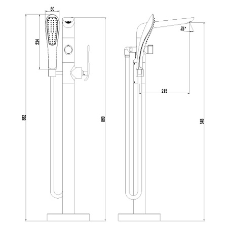 Смеситель напольный Lemark Melange LM4944CW для ванны