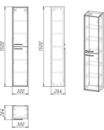 Шкаф-пенал Grossman Реал 303007 30 веллингтон/бетон