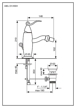 Смеситель Emmevi Abel 39004CR для биде, хром