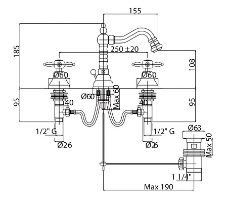 Смеситель Cezares Nostalgia NOSTALGIA-BBS2-02 для биде