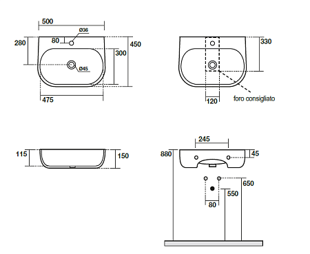 Раковина Kerasan Nolita 534001*1 50 белый