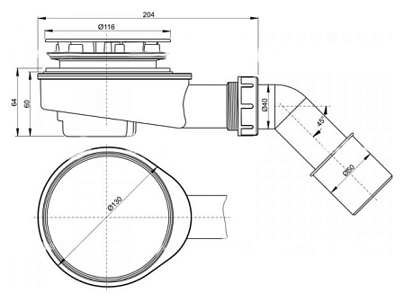 Сифон для поддона AlcaPlast A491CR