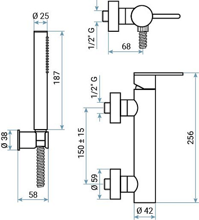 Смеситель Emmevi Filobrass 85002B/ORS для душа, зачищенное золото