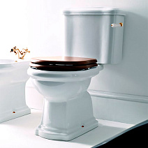 Унитаз-компакт Kerasan Retro 101301 горизонтальный выпуск,ручка смыва справа, фурнитура золото