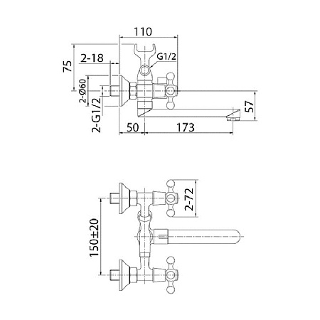 Смеситель для ванны Milardo Duplex DUPSB02M02 хром